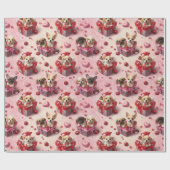 Papier Cadeau Valentine's Puppies Wrapping Paper (Plat)