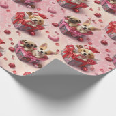 Papier Cadeau Valentine's Puppies Wrapping Paper (Coin)