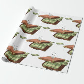 Papier Cadeau Valise caricature pleine d'argent en espèces (Déroulé)