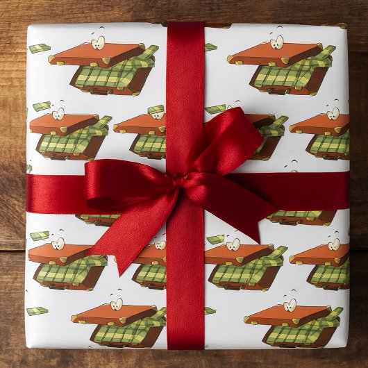 Papier Cadeau Valise caricature pleine d'argent en espèces