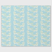 Papier Cadeau Valse Foo Dog en vert et aqua (Plat)