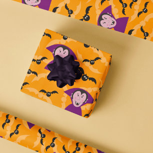 Papier Cadeau Vampire Dracula Halloween Kids Cute Bats