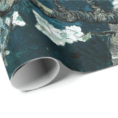 Papier Cadeau Van Gogh Almond Blossoms Dark Turquoise (Coin rond)