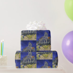 Papier Cadeau Van Gogh L'église d'Auvers-sur-Oise ciel bleu Art