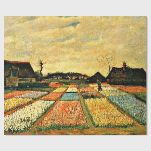 Papier Cadeau Van Gogh - Lits à fleurs en Hollande (Plat)