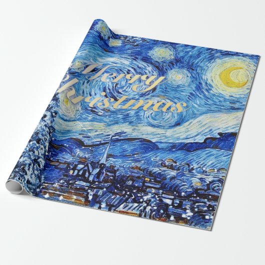 Papier Cadeau Van Gogh - Nuit étoilée Joyeux Noël (Déroulé)