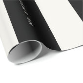 Papier Cadeau Vanille & Black Preppy Stripes Nom personnalisé Ma (Coin rond)