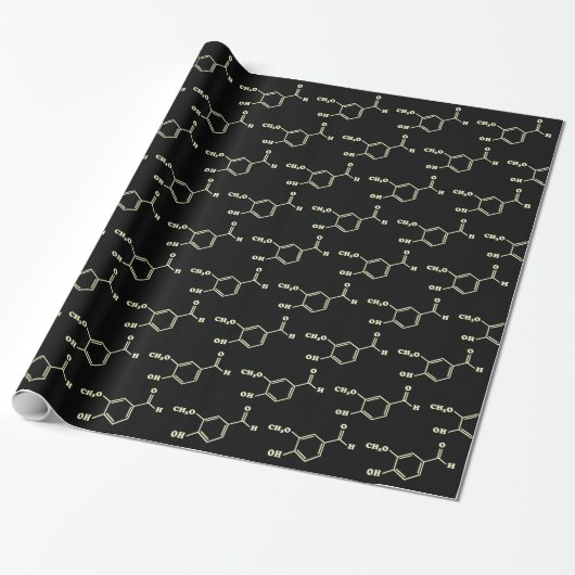 Papier Cadeau Vanille Vanillin Formule chimique moléculaire (Déroulé)