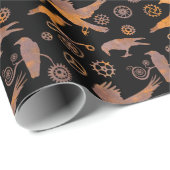 Papier Cadeau Vapeur Rousty Gears and Crows (Coin rond)