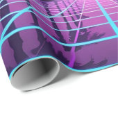 Papier Cadeau Vaporwave 80s Neon Grid Synthwave Art Poster (Coin rond)