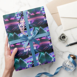 Papier Cadeau Vaporwave Roller Skate fête d'anniversaire
