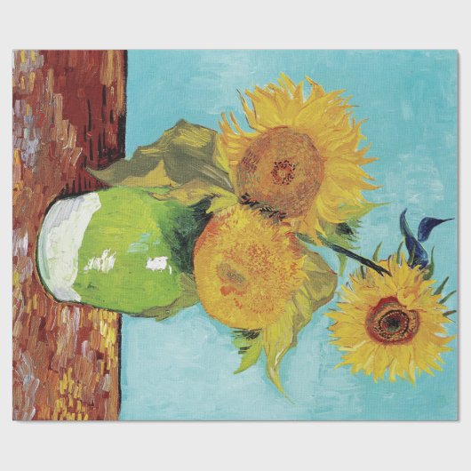 Papier Cadeau Vase avec trois tournesols par Vincent Van Gogh (Plat)