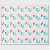 Papier Cadeau Vase bleu aquarelle ikebana (Plat)