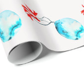 Papier Cadeau Vase bleu aquarelle ikebana (Coin rond)