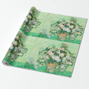 Papier Cadeau Vase de Vincent Van Gogh avec Roses Roses Art Fin