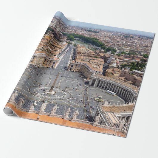 Papier Cadeau Vatican, Italie : Vue aérienne Carré de Saint-Pier (Déroulé)