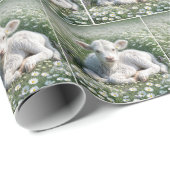 Papier Cadeau Veau Blanc Écossais Des Hautes Terres Dans Les Mar (Coin rond)