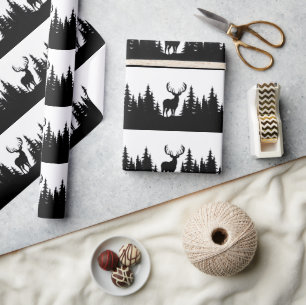 Papier Cadeau Vecteur De Pin Arboré D'Un Gros Buck