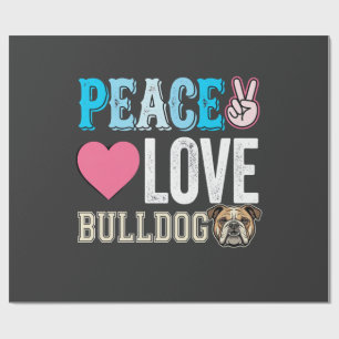 Papier Cadeau Vecteur Peace Love Bouledogue