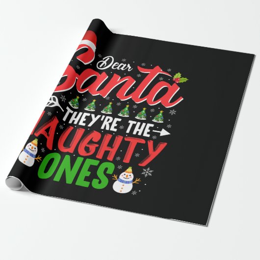 Papier Cadeau Vector, chère père Noël, ils sont les vilains t-sh (Déroulé)