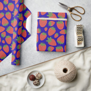 Papier Cadeau Vector Red & Blue Strawberry