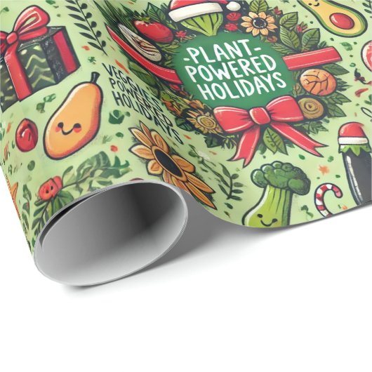 Papier Cadeau Vegan-Friendly Christmas Wrapping Paper (Coin rond)