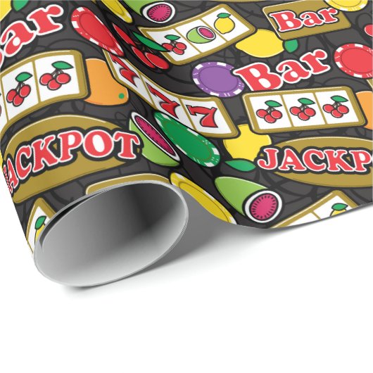 Papier Cadeau Vegas Casino Travailleur Machine à fente Patterned (Coin rond)