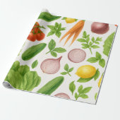 Papier Cadeau Vegetable Garden Wrapping Paper | Kitchen Gift (Déroulé)