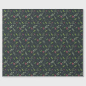 Papier Cadeau Végétation de Noël rustique (Plat)