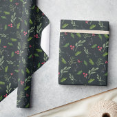 Papier Cadeau Végétation de Noël rustique
