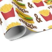 Papier Cadeau Veggie Burger et Fries (Coin rond)