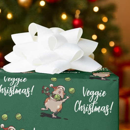 Papier Cadeau Veggie Christmas! Cute Guinea Pig Juggling Sprouts