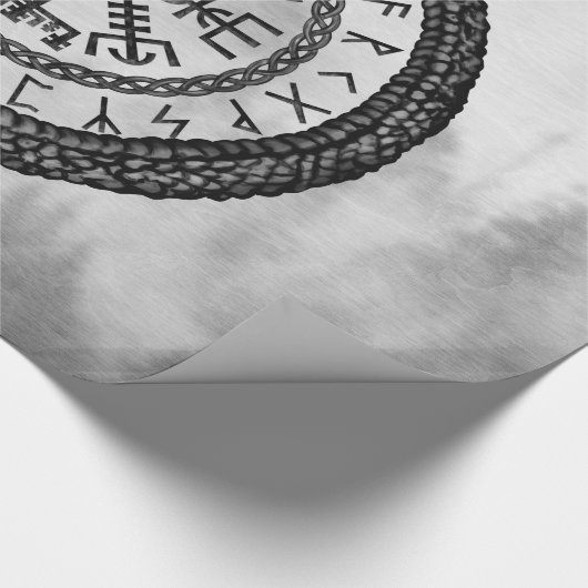 Papier Cadeau Vegvisir avec Ouroboros et runes - niveaux de gris (Coin)