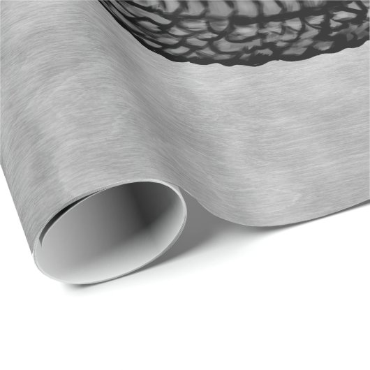 Papier Cadeau Vegvisir avec Ouroboros et runes - niveaux de gris (Coin rond)