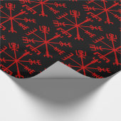 Papier Cadeau Vegvísir rouge sang (boussole de Viking) (Coin)