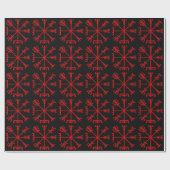 Papier Cadeau Vegvísir rouge sang (boussole de Viking) (Plat)