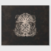 Papier Cadeau Vegvisir -Yggdrasil Avec Ravens & Wolves (Plat)