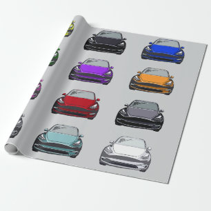 Papier Cadeau Véhicule électrique multicolore SUV Voiture gris