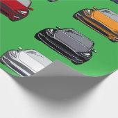 Papier Cadeau Véhicule électrique multicolore VUS vert (Coin)