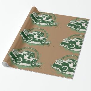 Papier Cadeau Véhicule routier vert