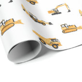 Papier Cadeau Véhicules de construction fête d'anniversaire (Coin rond)