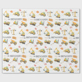 Papier Cadeau Véhicules de construction mignons Garçon Anniversa (Plat)