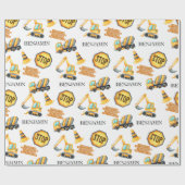 Papier Cadeau Véhicules de construction mignons Garçon Anniversa (Plat)