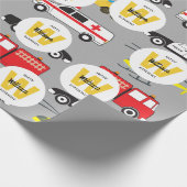 Papier Cadeau Véhicules d'urgence Transport Nom de l'anniversair (Coin)