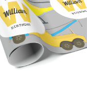 Papier Cadeau Véhicules d'urgence Transport Nom de l'anniversair (Coin rond)