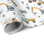 Papier Cadeau Véhicules et camions sur le chantier (Coin rond)