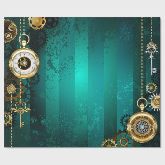 Papier Cadeau Veille bijoux Steampunk sur un Arrière - plan vert (Plat)