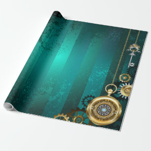Papier Cadeau Veille bijoux Steampunk sur un Arrière - plan vert