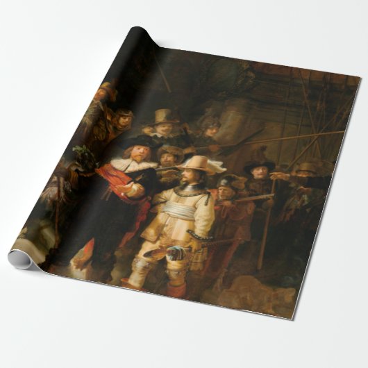 Papier Cadeau Veille De Nuit Par Rembrandt (Déroulé)