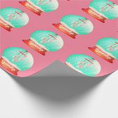 Papier Cadeau Vélichière à fleurs enneigé globe rose pâle vert (Coin)